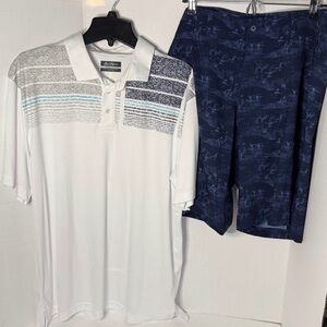 Ben Hogan Performance navy blue tropical shirt and short set Men’s size 38